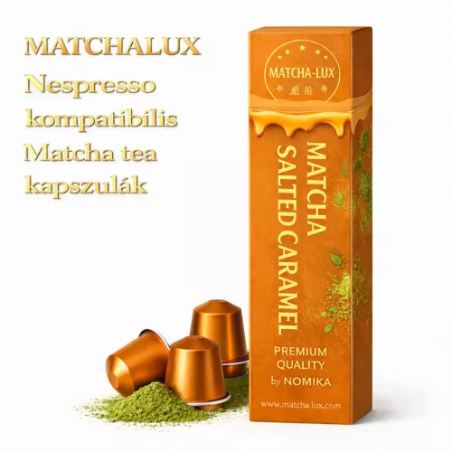 Matcha-Lux Matcha Tea Kapszula – Sós Karamell (Nespresso kompatibilis, 10 db/cs.)