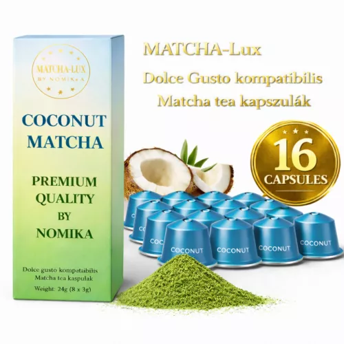 Matcha-Lux Matcha Tea Kapszula – Kókusz (Dolce Gusto kompatibilis, 16 db/cs. ) 