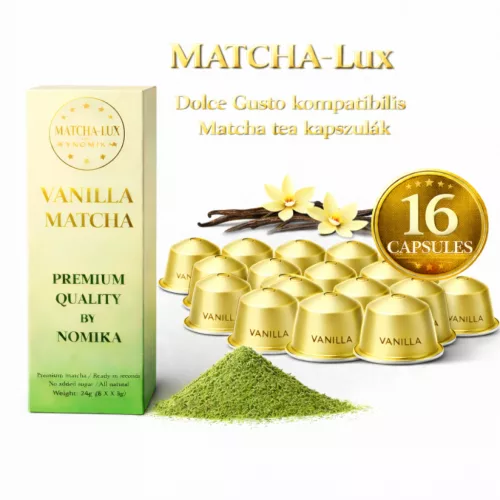 Matcha-Lux Matcha Tea Kapszula – Vanillia (Dolce Gusto kompatibilis, 16 db/cs. ) 
