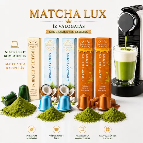 Matcha-Lux Ízválogatás – Kedvezményes csomag (Nespresso kompatibilis, 5 csomag 50 db kapszula)