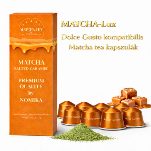 Matcha-Lux Matcha Tea Kapszula – Sós Karamell (Dolce Gusto kompatibilis, 8 db/cs.)