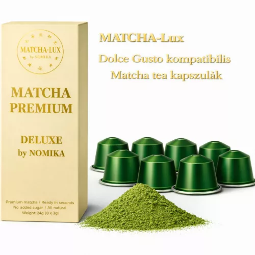Matcha-Lux Matcha Tea Kapszula – Premium Deluxe (Dolce Gusto kompatibilis, 8 db/cs.)