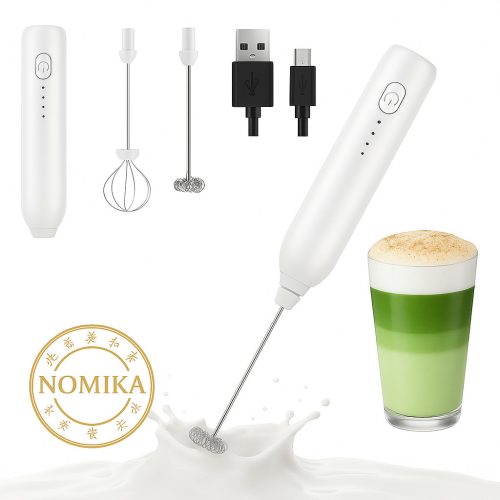 NOMIKA Easy 3-sebességes Elektromos Tejhabosító – USB-vel Tölthető/ 2 fejjel